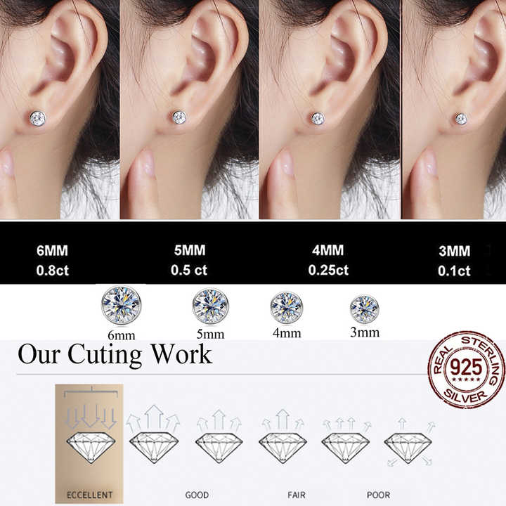 Round Cut CZ Cubic Zirconia Bezel Setting 925 Sterling Silver Stud Earring -5mm - Image 4