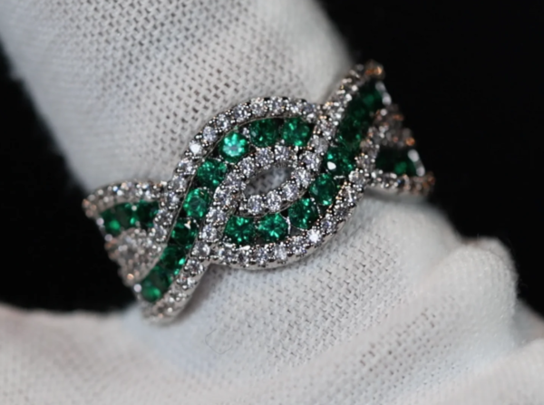 Twist Cross Cubic Zircon CZ Stone Engagement Prom Open Adjusted Ring