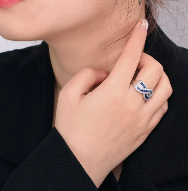 Twist Cross Cubic Zircon CZ Stone Engagement Prom Open Adjusted Ring