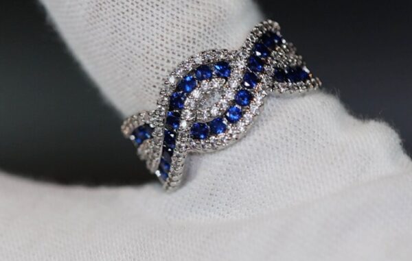 Twist Cross Cubic Zircon CZ Stone Engagement Prom Open Adjusted Ring - Image 3
