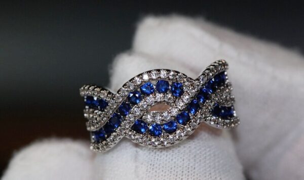 Twist Cross Cubic Zircon CZ Stone Engagement Prom Open Adjusted Ring - Image 6