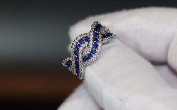 Twist Cross Cubic Zircon CZ Stone Engagement Prom Open Adjusted Ring - Image 7