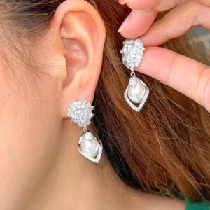 Noble Gorgeous Cubic Zirconia Stone Fancy Pearls Drop Earring