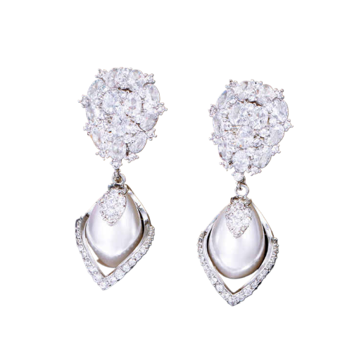 Noble Gorgeous Cubic Zirconia Stone Fancy Pearls Drop Earring - Image 7