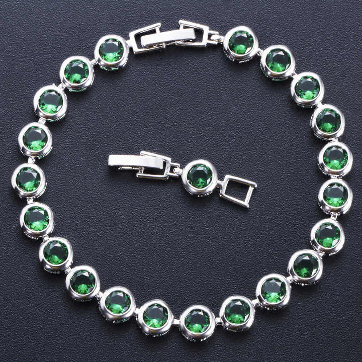 Sparkling Cubic Zirconia Silver Filled Chain Link Bezel Setting Round Tennis Bracelet