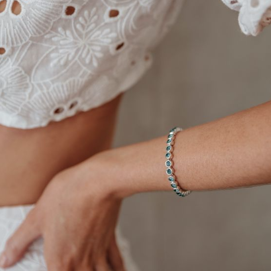 Sparkling Cubic Zirconia Silver Filled Chain Link Bezel Setting Round Tennis Bracelet - Image 4