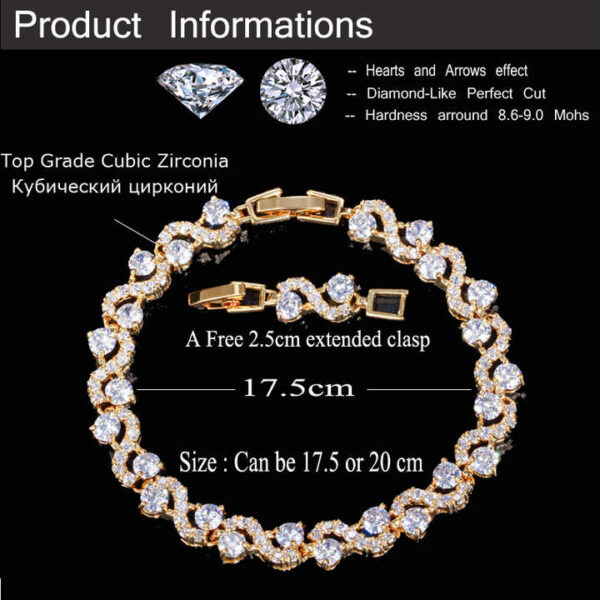 White Round Cubic Zirconia Crystal Pave Chunky Bracelet - Image 4