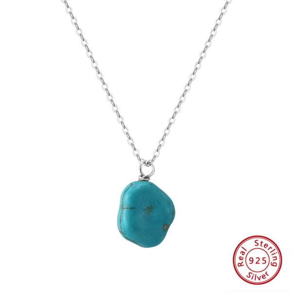 Boho Real Kingman Genuine Turquoise 925 Sterling Silver Necklace