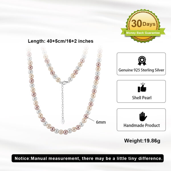 Natural Pink and White Freshwater Pearl 7-10.5mm AA in 925 Sterling Silver Necklace - Image 7