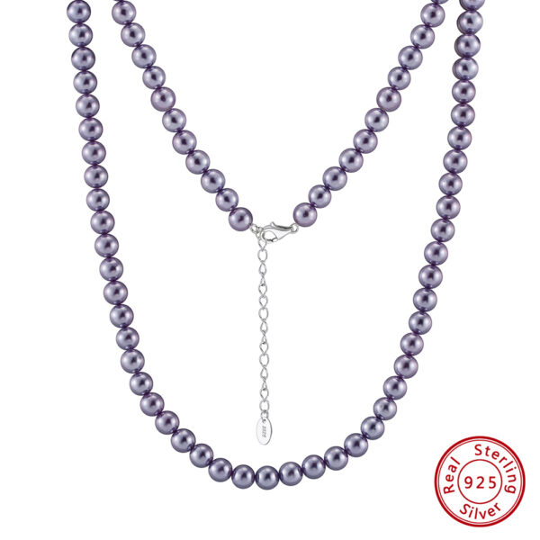 Natural Purple Freshwater Pearl 6mm Beads Rondelle Necklace - Image 2