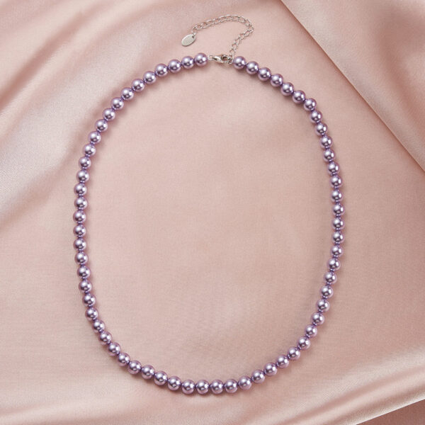 Natural Purple Freshwater Pearl 6mm Beads Rondelle Necklace - Image 3