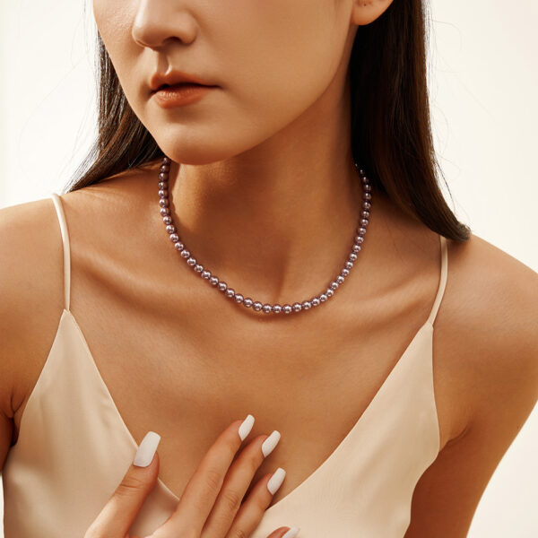 Natural Purple Freshwater Pearl 6mm Beads Rondelle Necklace - Image 7
