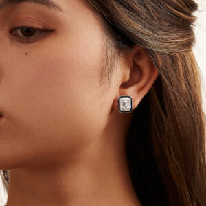 925 Sterling Silver Cubic Zirconia Sapphire High Carbon Ear Studs Earring