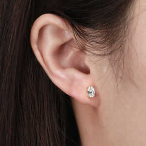 925 Sterling Silver Joyas De Plata Oval Cut Stud Earring