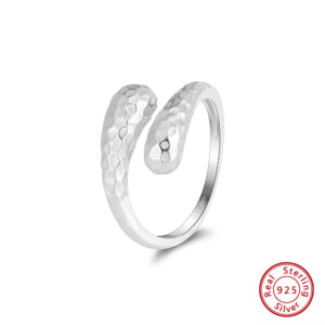 Designer Open Teardrop Adjustable Thumb Hammer Pattern 925 Sterling Silver Ring