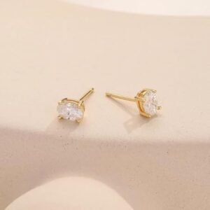 925 Sterling Silver Joyas De Plata Oval Cut Stud Earring